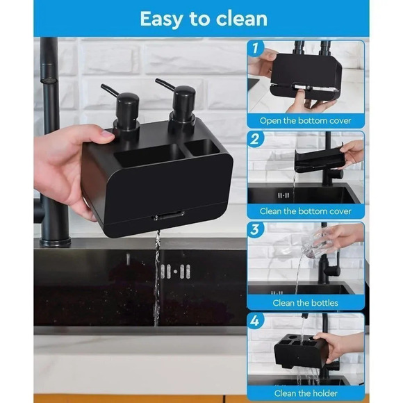 Dispenser with Sponge Caddy and  Brush Holder 4-in-1 Organizer for Kitchen - Picture 5 of 7